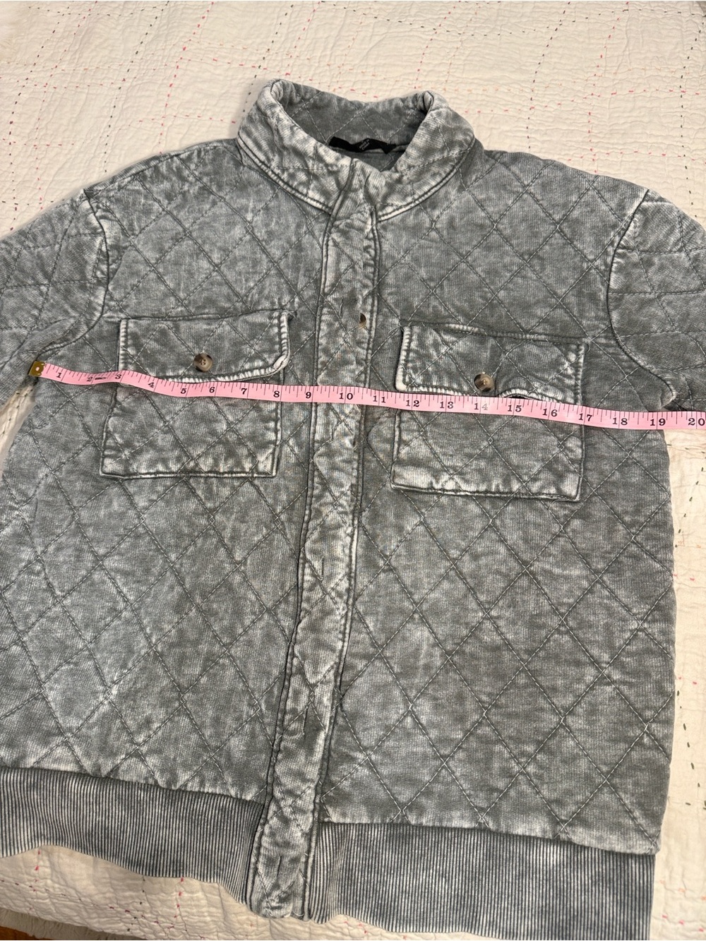 Jane + Delancey Quilted Gray Jacket with Patch Pockets small - Picture 3 of 7
